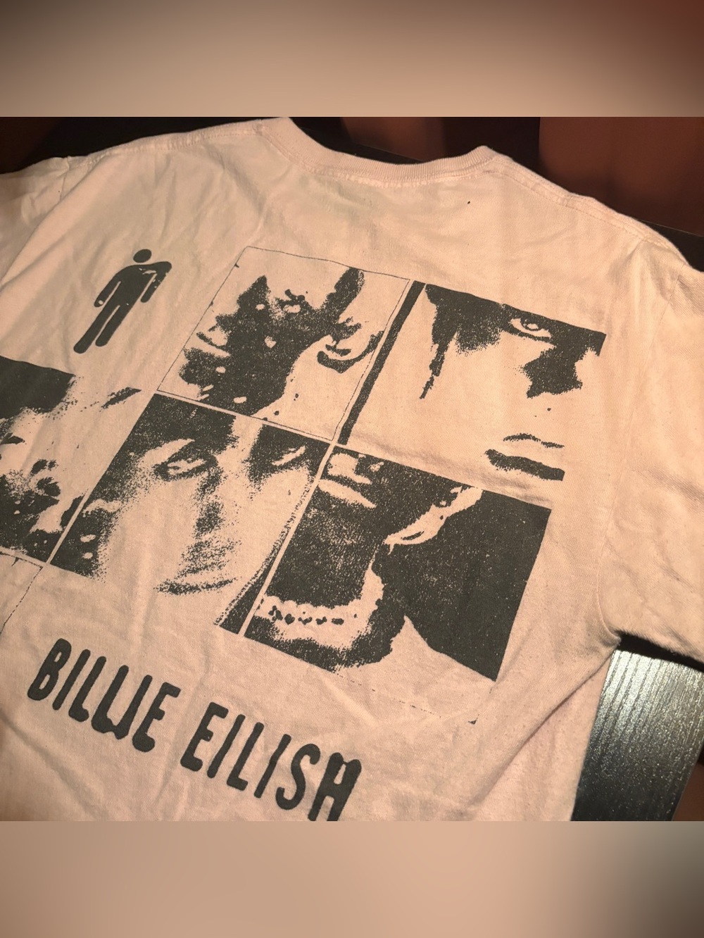 Pink Short-Sleeve Graphic Tee - Billie Eilish Concert T-Shirt - Large, Cotton